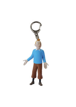 PORTE CLES PVC -TINTIN PULL BLEU 5,5CM