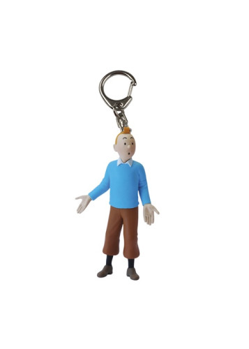 PORTE CLES PVC -TINTIN PULL BLEU 5,5CM